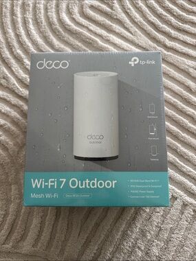 TP-Link Deco Wi-Fi 7 Outdoor Mesh Router - White with Teal Accent